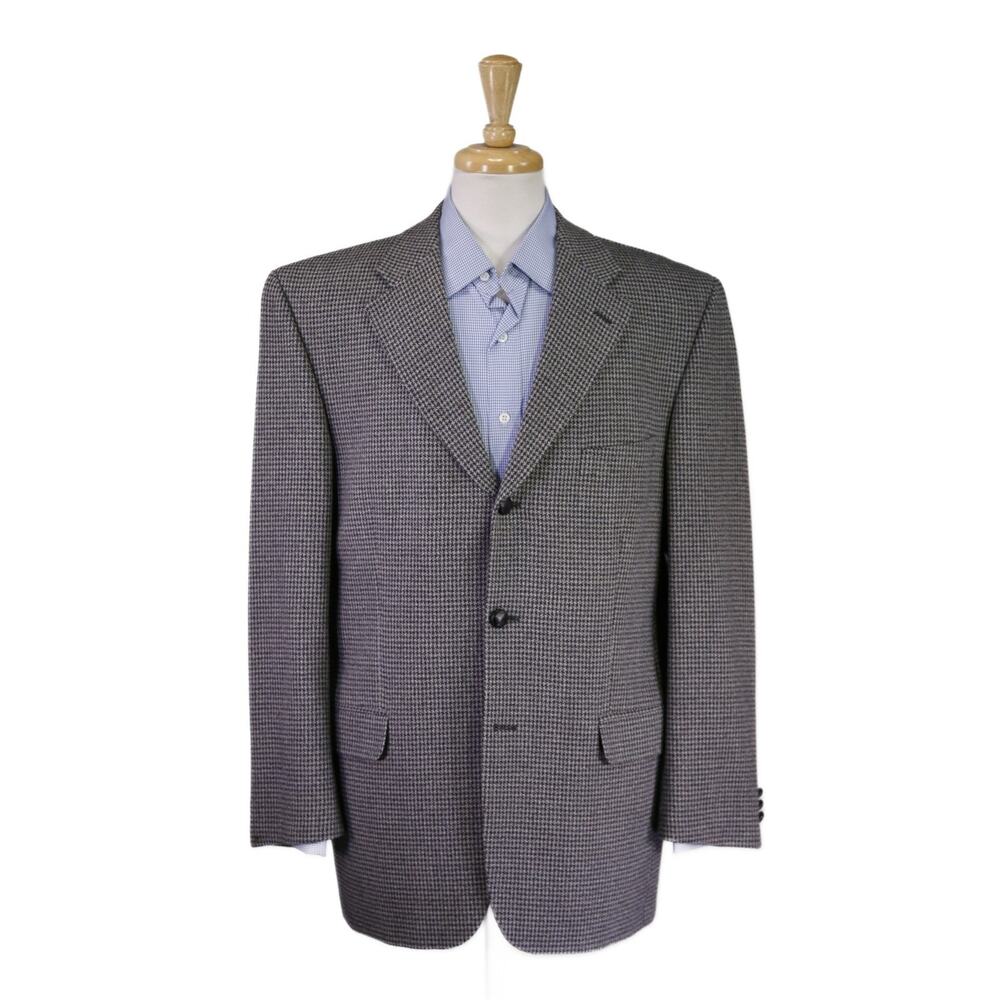 Avoca Collection County Wicklow Ireland Gray Black Knit Woven Wool Blazer 44R